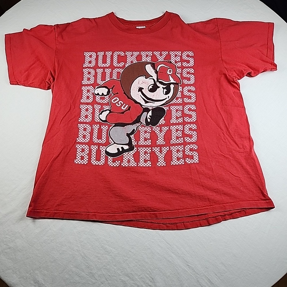 VTG Ohio State Buckeyes Red T-Shirt Mens 2XL Delta 90s Brutus Buckeye Mascot
